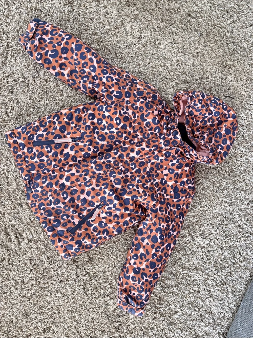 Carter's Girls Orange Leopard Print Puffer Jacket